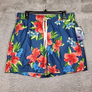 KANU SURF Swim Trunks Mens Large Blue Floral Hawiian Pockets 33x5.5 NWT - Picture 1 of 9