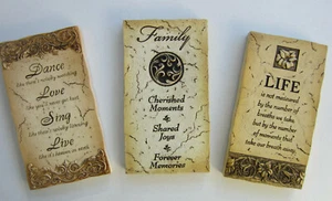 Paquete de 3 placas de pared inspiradoras vida familiar amor canto baile - Imagen 1 de 6