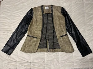 Vintage Alberto Makali Jacke Strick & Kunstleder Blazer Anzug Mantel Größe 4 Small - Bild 1 von 7