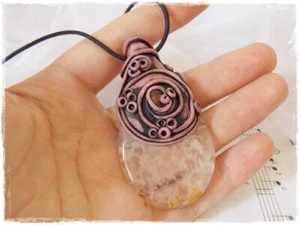 Dragon Vein Agate and Citrine Crystal Necklace Healing Crystal Pendant Spiritual - Picture 1 of 9