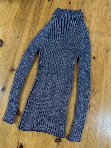 H.K.I.K Women Fitted Sweater Rib Knit Mock Neck Metallic Blue size S - Picture 1 of 8