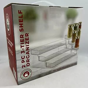 NIB Clear Spice Rack, 3-Tier Acrylic Organizer Step Shelf for Kitchen Cabinet - Picture 1 of 5