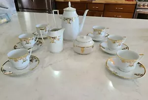 Juego de café checoslovaco/tazas y platillos estampados antiguos - Imagen 1 de 10