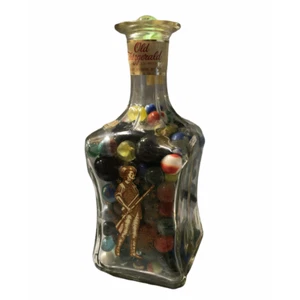 Old Fitzgerald Colonial Decanter Full of Vintage/Antique Marbles Shooter for top - Picture 1 of 12