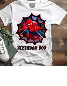 Handmade Spider Man Birthday T Shirt Matching Family Shirts Party Favors Birthda - Picture 1 of 10