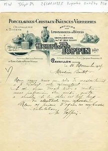 Dépt 84- Cavaillon 31 Cours Gambetta - Superbe Entête Faïences & Verreries 1925 - Bild 1 von 1
