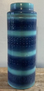 Large Vintage Blue and Teal Embossed Bitossi Vase - Picture 1 of 5