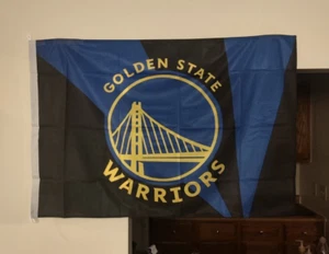Golden State Warriors 42"x28" Fan Banner Flag Black/Blue/Gold - Brand New - Picture 1 of 8
