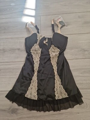 BNWT Vintage La Senza Black/Nude Bellini Babydoll Size 12 D/DD - Image 1 of 4