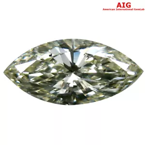 0.32 ct AIG Certified SI2 Marquise Cut (7 x 3 mm) Fancy Light Yellow Diamond - Picture 1 of 4