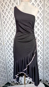 Vtg 90's City Triangles Blk One Shouldered Asymetrical Ruffled Hem Party Dress - Picture 1 of 9