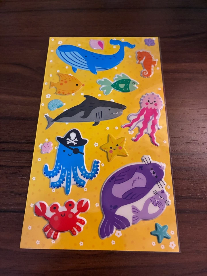 1 Sheet of Aquatic Fish and Animal Stickers from Mondo Llama - Image 1 of 1