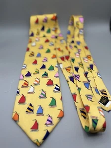 ALYNN NECKWEAR - Cravatta collo seta larga 3,75” giallo brillante vintage anni 80-90e - Foto 1 di 5