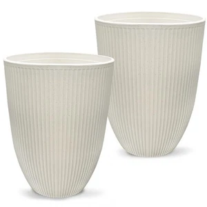 2 Pcs Pack 15 Inches Heavy Duty Plastic Resin Tall Tapered Planter Pots Large... - Picture 1 of 6