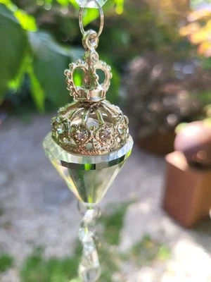 Pendente in cristallo Silex con corona in vetro grande palla di Natale sfera ... - Immagine 1 di 4