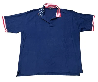 Camisa Polo Vintage Catalina Bay Para Hombres 2XL Roja Blanca Azul Bandera América Foto 1 de 4