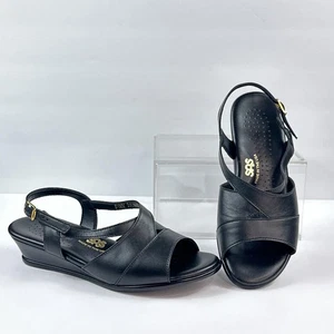 SAS Sandals Caress Cross Strap Wedge Womens 8.5 WW Leather Slingback Shoes USA - Picture 1 of 11
