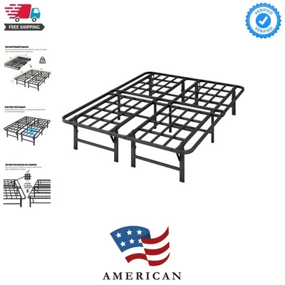No se necesita somier - Marco de cama Queen negro de 16 pulgadas de alta resistencia, montaje rápido Foto 1 de 4
