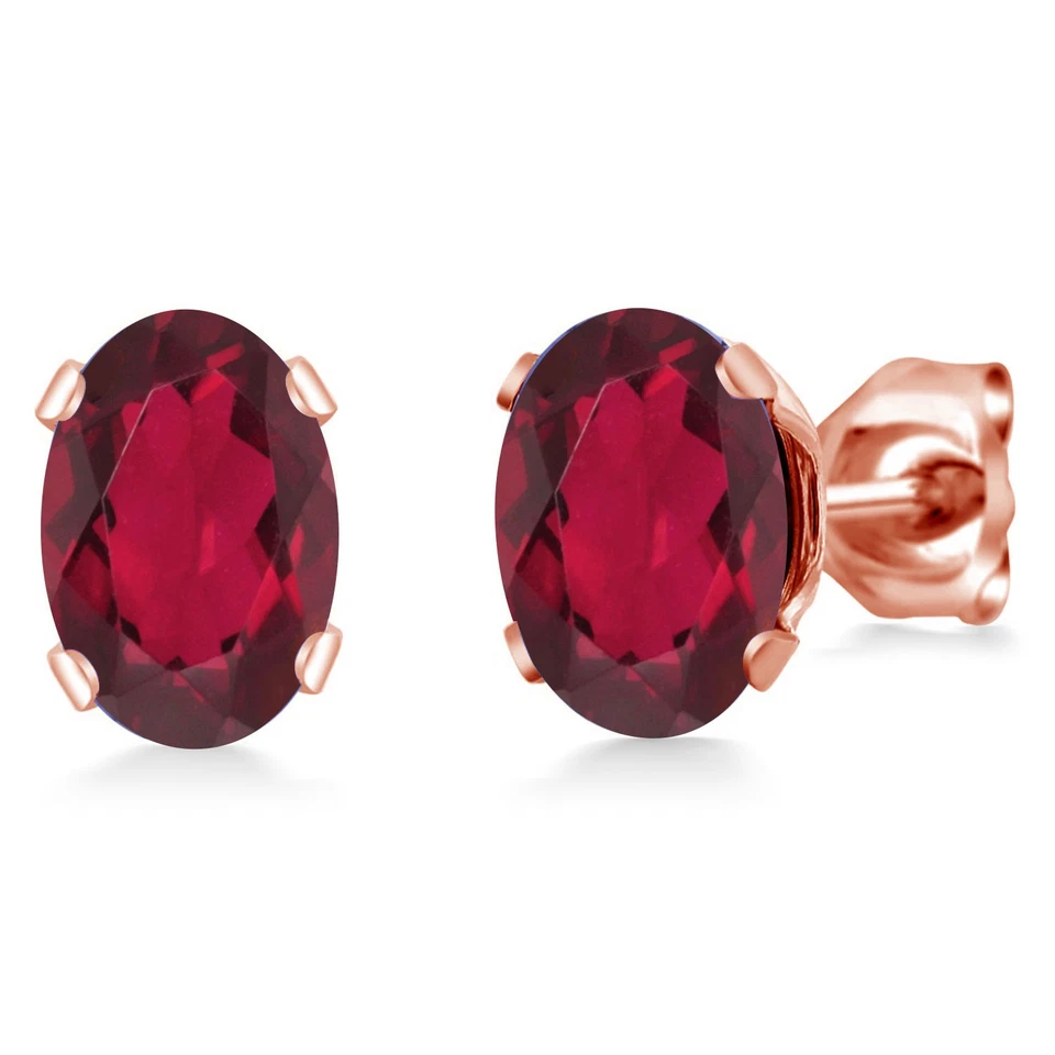 Aretes ovalados de latón enchapado en oro rosa con topacio rojo de 7x5 mm de 1,60 quilates Foto 1 de 2