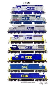 CSX Locomotives Through The Years 11"x17" Poster by Andy Fletcher signed - Picture 1 of 1