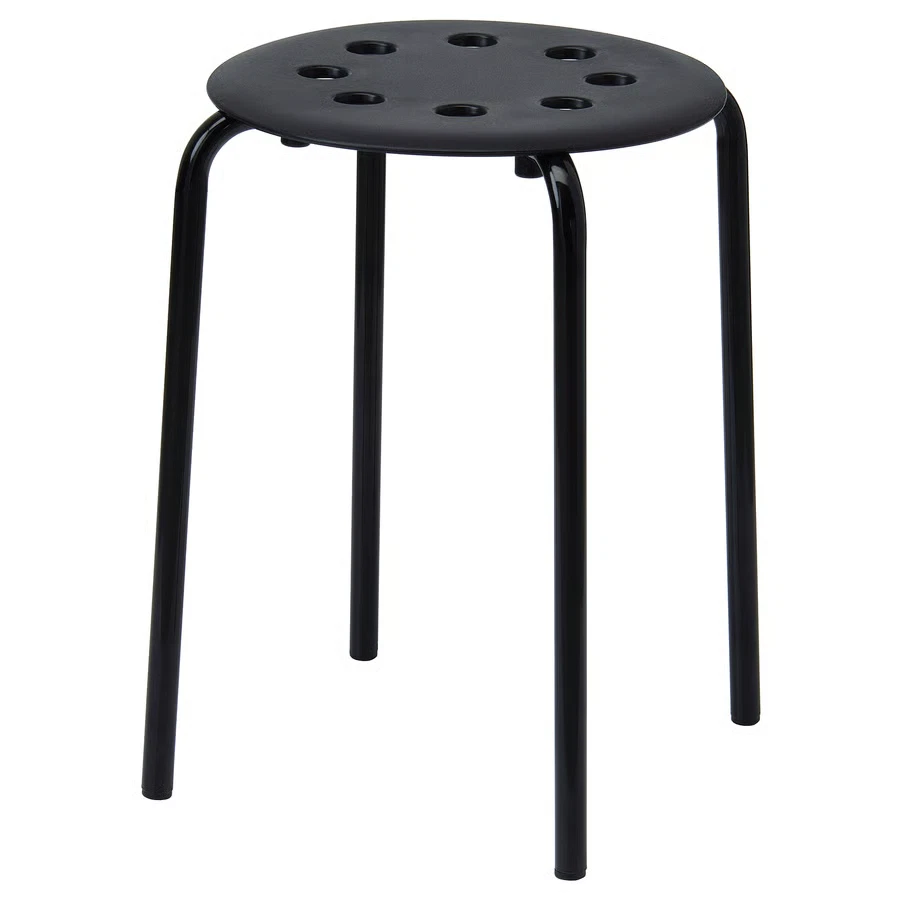 New IKEA MARIUS Stool Black 17 3/4" Modern Stackable Seat Lightweight Durable - Image 1 of 4