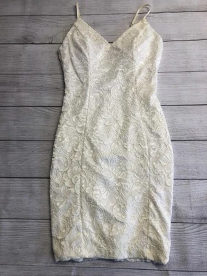 Vestido Windsor para mujer pequeño blanco marfil encaje ceñido al cuerpo correa de espagueti cóctel Foto 1 de 4