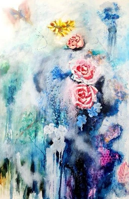 Arte Original 24x36 Lienzo Acrílico Flores Abstractas Foto 1 de 4