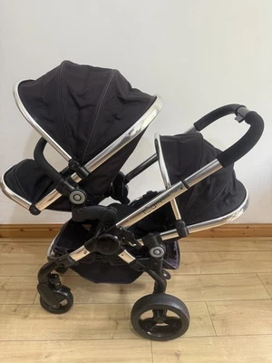 Icandy Peach Double Pushchair  Tandem / Buggy / Pram in Magic Black Colour   - Image 1 of 4
