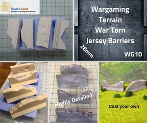 WG10 Jersey Barriers War torn - for Wargame scenery - Bild 1 von 7