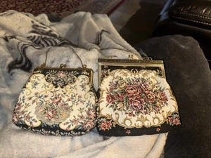 Vintage Lot of 2 Embroidered Petite Point Purse - Picture 1 of 12