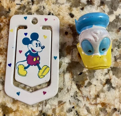 Vintage Mickey Mouse Walt Disney Bookmark Clip & Donald Duck Pencil Topper ￼ - Image 1 of 4