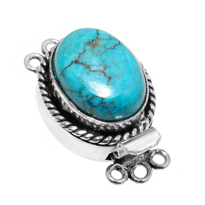 Cierre de caja turquesa de 2 piezas 3 hilos enchapado en plata antigua Foto 1 de 4