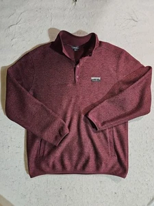Eddie Bauer Classic Radiatore Pile Borgogna Pullover Pile 1/4 Snap Uomo Med - Foto 1 di 10