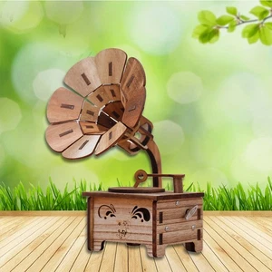 Caja de Música Decorativa Madera Retro Diseño Fonógrafo Miniatura Hecha a Mano Música - Imagen 1 de 11