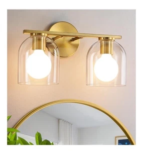 Bathroom Vanity Light Fixture 14.2 Inch 2 Globe Modern Brushed Gold By Woshitu - Picture 1 of 6
