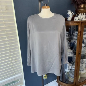 NWOT Eileen Fisher Woman Sz 2X Gray Silk Charmeuse Top - Picture 1 of 11