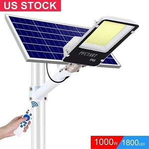 1000W Solar Lights Outdoor LED Street Light Garden Lights Road Lamp Dawn to Dusk - Picture 1 of 18