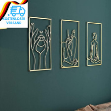 3 Stück Goldene Metall-Wanddekoration, Moderne Minimalistische Wandkunst, Golden