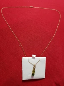 10K Solid Yellow Gold Chain 18 Inch with 10k Gold 5 StoneBar PenDant 1inch N - Picture 1 of 8