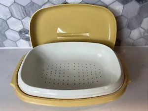 Vintage Yellow Microwave Steamer By Tupperware All 3 Pieces Made In USA - Picture 1 of 11