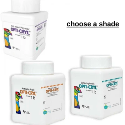 Opti-Cryl Self-Curing Acrylic Resin Powder,1Lb Bottle, choose a shade