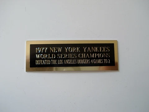 New York Yankees Baseball Card 1977 World Series Card Plaque Nameplate 1" X 3" Cover