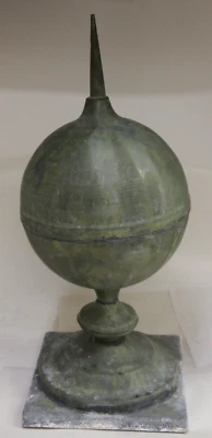 8" Ball ~18" Tall Finial Spire Metal Architectural Salvage base mounted VINTAGE - Image 1 of 4