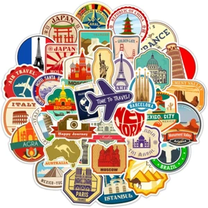 50 Pack Stickers for Retro Travel Water Bottle|Vintage Travel Vinyl Waterproo... - Picture 1 of 4