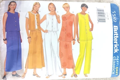 5589 Vintage Butterick Sewing Pattern Misses 1990s Skirt Pants Top 12-16 - Image 1 of 3