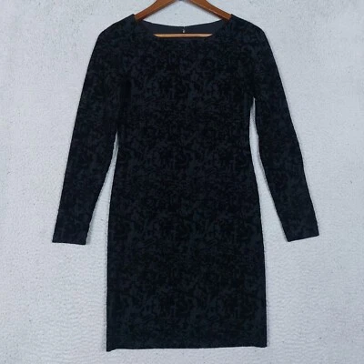 Vestido Alice + Olivia Scoop Para Mujer S Negro Terciopelo Abstracto Manga Larga Bodycon Foto 1 de 4