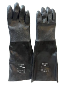 CHEMICAL RESISTANT GLOVES ANSELL EDMOND SCORPIO 19-938 18” NEOPRENE SIZE 10 - Picture 1 of 2