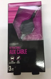 Infinitive Retractable Aux Cable 3 FT Auxiliary Cable for Apple Samsung LG HTC  - Picture 1 of 2