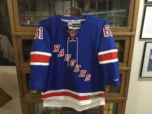 VTG Rick Nash #61 York Rangers Blue SEWN Lacer Jersey SZ Youth L/XL - Cool - Picture 1 of 11