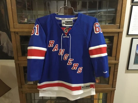 VTG Rick Nash #61 York Rangers Blue SEWN Lacer Jersey SZ Youth L/XL - Cool Cover